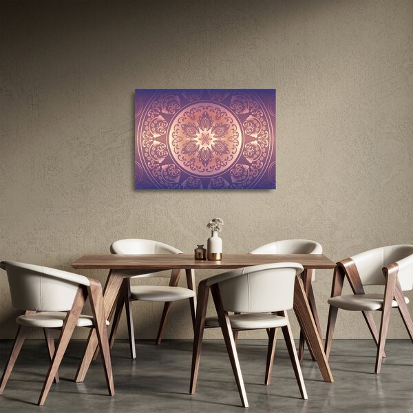 Obraz na szkle - Mandala na fioletowym gradiencie (70x50 cm)