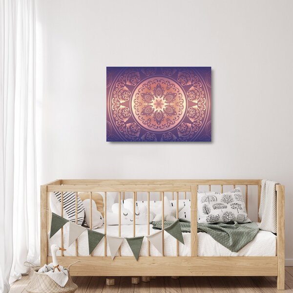 Obraz na szkle - Mandala na fioletowym gradiencie (70x50 cm)