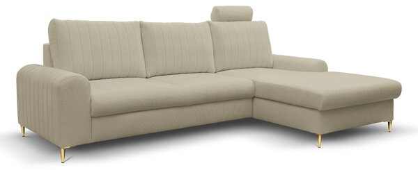 Masseno Narożnik VERONA z funkcją spania i pojemnikiem na pościel Narozniki L, Rozkładana sofa - Beżowy, LOFT 2