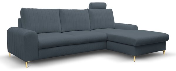 Masseno Narożnik VERONA z funkcją spania i pojemnikiem na pościel Narozniki L, Rozkładana sofa - Niebieski, LOFT 14