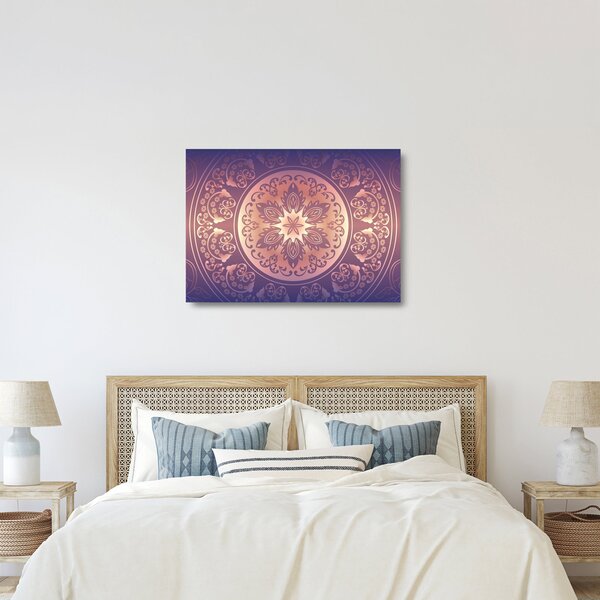 Obraz na szkle - Mandala na fioletowym gradiencie (70x50 cm)