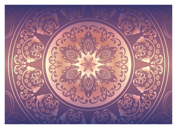 Obraz na szkle - Mandala na fioletowym gradiencie (70x50 cm)