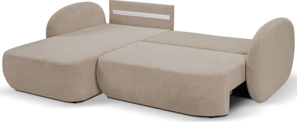 Masseno Narożnik AMICO z funkcją spania i pojemnikiem na pościel Narozniki L, Rozkładana sofa - Beżowy, ARAGON 14