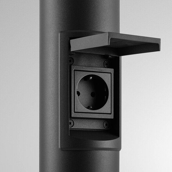 Molto Luce Słupek oświetleniowy LED CIRC, włącznik/wyłącznik, gniazdko w kolorze CIRC, czarny, aluminium, nowoczesny