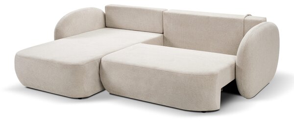 Masseno Narożnik AMICO z funkcją spania i pojemnikiem na pościel Narozniki L, Rozkładana sofa - Kremowy, ARAGON 03