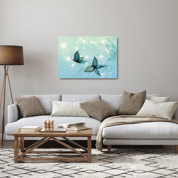 Obraz na szkle - Niebieskie motyle (70x50 cm)