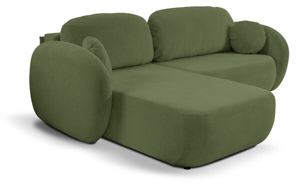 Masseno Narożnik AMICO z funkcją spania i pojemnikiem na pościel Narozniki L, Rozkładana sofa - Oliwkowy, ARAGON 39