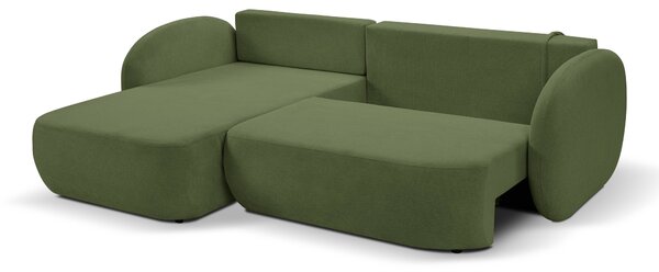 Masseno Narożnik AMICO z funkcją spania i pojemnikiem na pościel Narozniki L, Rozkładana sofa - Oliwkowy, ARAGON 39