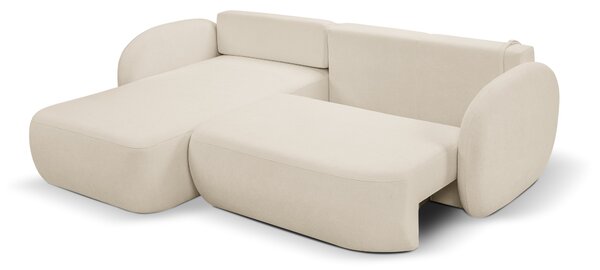 Masseno Narożnik AMICO z funkcją spania i pojemnikiem na pościel Narozniki L, Rozkładana sofa - Kremowy, SICURO 55