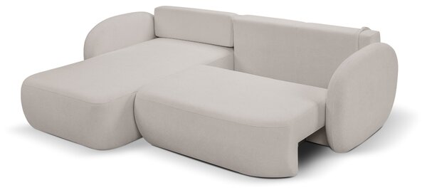 Masseno Narożnik AMICO z funkcją spania i pojemnikiem na pościel Narozniki L, Rozkładana sofa - Jasnoszary, SICURO 65