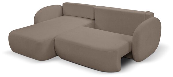 Masseno Narożnik AMICO z funkcją spania i pojemnikiem na pościel Narozniki L, Rozkładana sofa - Brązowy, SICURO 45