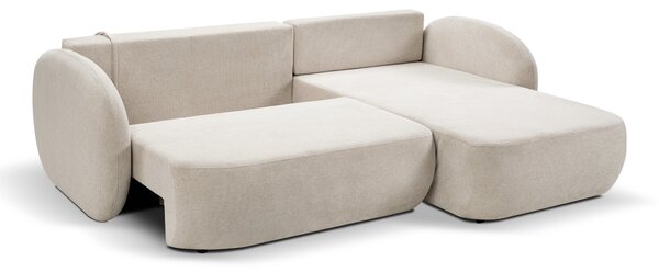 Masseno Narożnik AMICO z funkcją spania i pojemnikiem na pościel Narozniki L, Rozkładana sofa - Kremowy, ARAGON 03