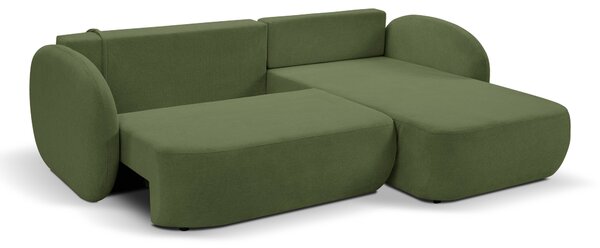 Masseno Narożnik AMICO z funkcją spania i pojemnikiem na pościel Narozniki L, Rozkładana sofa - Oliwkowy, ARAGON 39
