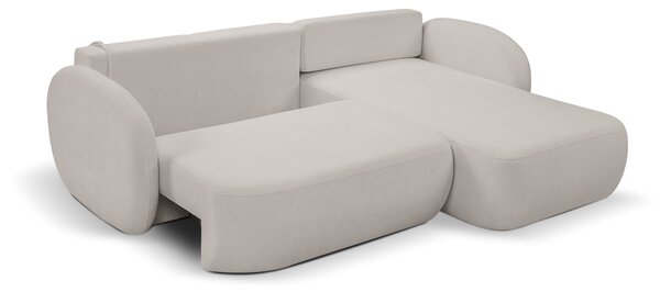 Masseno Narożnik AMICO z funkcją spania i pojemnikiem na pościel Narozniki L, Rozkładana sofa - Jasnoszary, SICURO 65