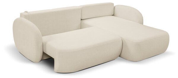 Masseno Narożnik AMICO z funkcją spania i pojemnikiem na pościel Narozniki L, Rozkładana sofa - Kremowy, SICURO 55
