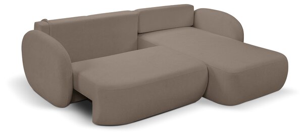 Masseno Narożnik AMICO z funkcją spania i pojemnikiem na pościel Narozniki L, Rozkładana sofa - Brązowy, SICURO 45