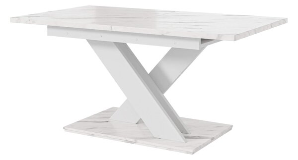 MebleMWM Stół rozkładany BRONX | 140-180x80 | Biały marmur