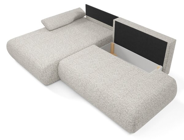 Masseno Narożnik DELTA z funkcją spania i pojemnikiem na pościel Narozniki L, Rozkładana sofa - Jasnoszary, PUENTE 09