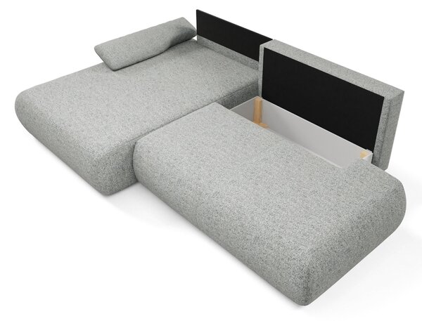 Masseno Narożnik DELTA z funkcją spania i pojemnikiem na pościel Narozniki L, Rozkładana sofa - Szary, PUENTE 92