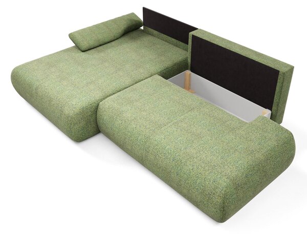 Masseno Narożnik DELTA z funkcją spania i pojemnikiem na pościel Narozniki L, Rozkładana sofa - Zielony, PUENTE 34