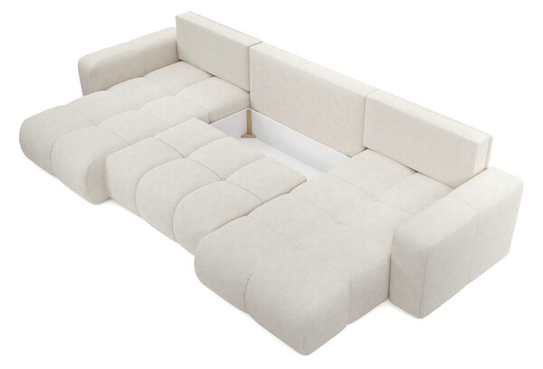 Masseno Narożnik DUCA z funkcją spania i pojemnikiem na pościel Narozniki U, Rozkładana sofa - Beżowy, PERFECT HARMONY 02