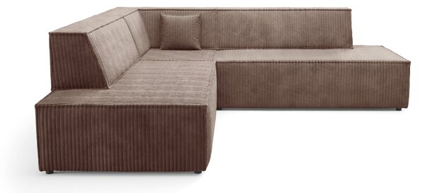 Masseno Narożnik TESSO z funkcją spania i pojemnikiem na pościel Narozniki L, Rozkładana sofa - Brązowy, TILIA 17