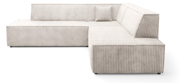 Masseno Narożnik TESSO z funkcją spania i pojemnikiem na pościel Narozniki L, Rozkładana sofa - Kremowy, TILIA 01