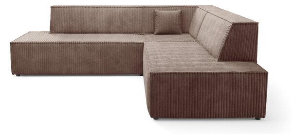 Masseno Narożnik TESSO z funkcją spania i pojemnikiem na pościel Narozniki L, Rozkładana sofa - Brązowy, TILIA 17