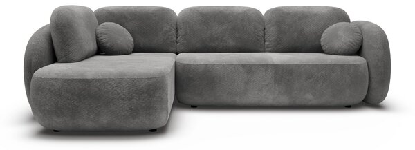 Masseno Narożnik AMICO z funkcją spania i pojemnikiem na pościel Narozniki L, Rozkładana sofa - Szary, EGON 13