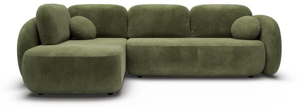 Masseno Narożnik AMICO z funkcją spania i pojemnikiem na pościel Narozniki L, Rozkładana sofa - Zielony, EGON 75