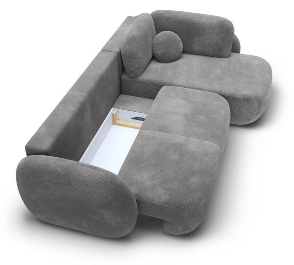 Masseno Narożnik AMICO z funkcją spania i pojemnikiem na pościel Narozniki L, Rozkładana sofa - Szary, EGON 13