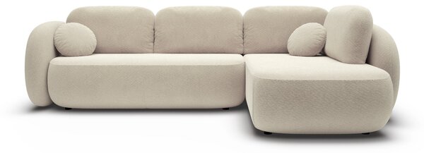 Masseno Narożnik AMICO z funkcją spania i pojemnikiem na pościel Narozniki L, Rozkładana sofa - Beżowy, EGON 26