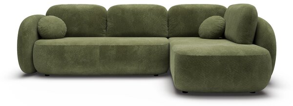 Masseno Narożnik AMICO z funkcją spania i pojemnikiem na pościel Narozniki L, Rozkładana sofa - Zielony, EGON 75