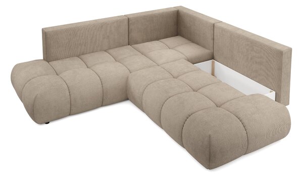 Masseno Narożnik DUCA z funkcją spania i pojemnikiem na pościel Narozniki L, Rozkładana sofa - Szary, FLOW 01