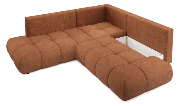 Masseno Narożnik DUCA z funkcją spania i pojemnikiem na pościel Narozniki L, Rozkładana sofa - Ceglasty, FLOW 09