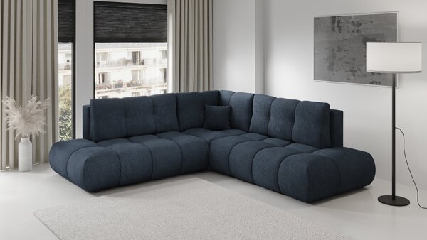 Masseno Narożnik DUCA z funkcją spania i pojemnikiem na pościel Narozniki L, Rozkładana sofa - Granatowy, FLOW 22
