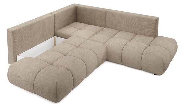 Masseno Narożnik DUCA z funkcją spania i pojemnikiem na pościel Narozniki L, Rozkładana sofa - Szary, FLOW 01