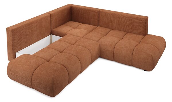 Masseno Narożnik DUCA z funkcją spania i pojemnikiem na pościel Narozniki L, Rozkładana sofa - Ceglasty, FLOW 09