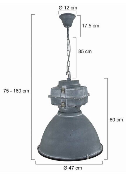 Steinhauer Lampa wisząca Mexlite Densi, możliwość ściemniania, aluminiowy / szary / cynkowy, salon / jadalnia, metal, industrialny
