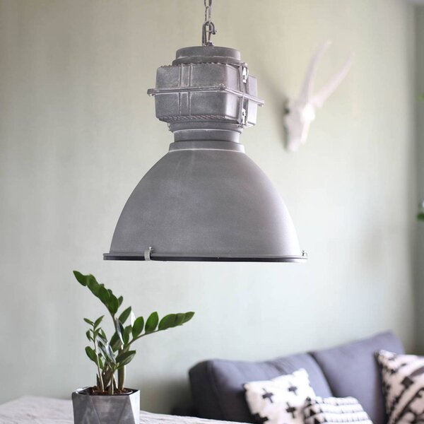 Steinhauer Lampa wisząca Mexlite Densi, możliwość ściemniania, aluminiowy / szary / cynkowy, salon / jadalnia, metal, industrialny
