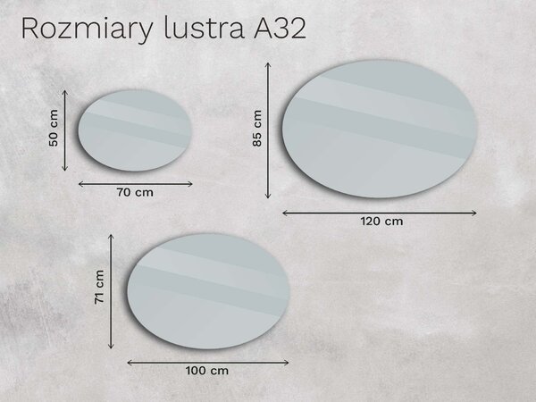 Owalne LED lustro do łazienki z oświetleniem A32 70x50