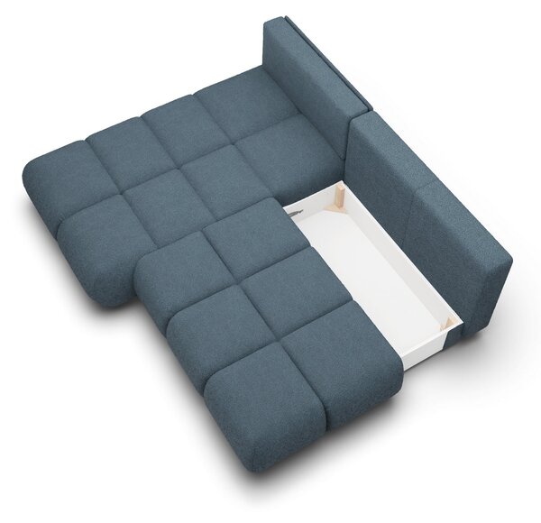 Masseno Narożnik CORSO z funkcją spania i pojemnikiem na pościel Narozniki L, Rozkładana sofa - Niebieski, NOW OR NEVER 77