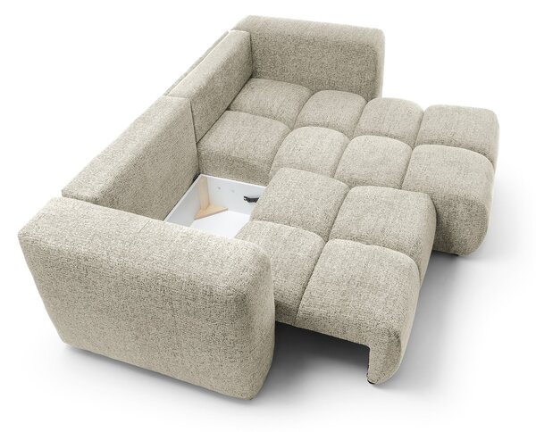 Masseno Narożnik ARTE z funkcją spania i pojemnikiem na pościel Narozniki L, Rozkładana sofa - Kremowy, BELLO 05