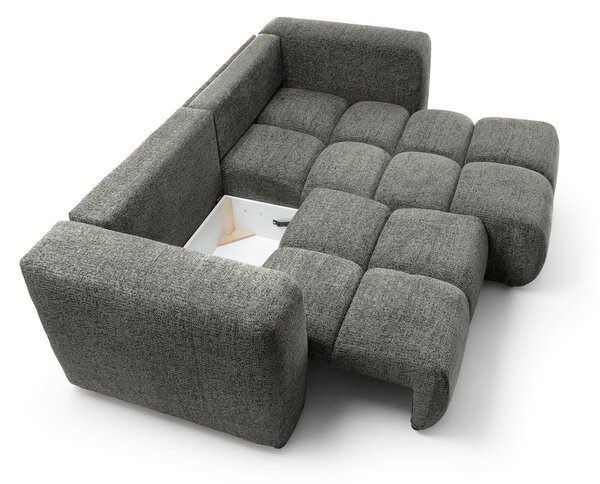 Masseno Narożnik ARTE z funkcją spania i pojemnikiem na pościel Narozniki L, Rozkładana sofa - Szary, BELLO 20