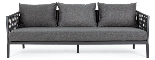 Elegancka 3-osobowa sofa ogrodowa antracytowa plecionka Florencia