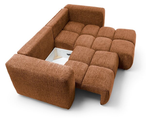 Masseno Narożnik ARTE z funkcją spania i pojemnikiem na pościel Narozniki L, Rozkładana sofa - Miodowy, BELLO 40