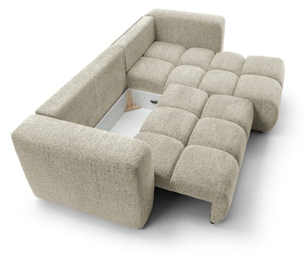 Masseno Narożnik ARTE z funkcją spania i pojemnikiem na pościel Narozniki L, Rozkładana sofa - Kremowy, BELLO 05