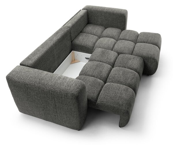 Masseno Narożnik ARTE z funkcją spania i pojemnikiem na pościel Narozniki L, Rozkładana sofa - Szary, BELLO 20