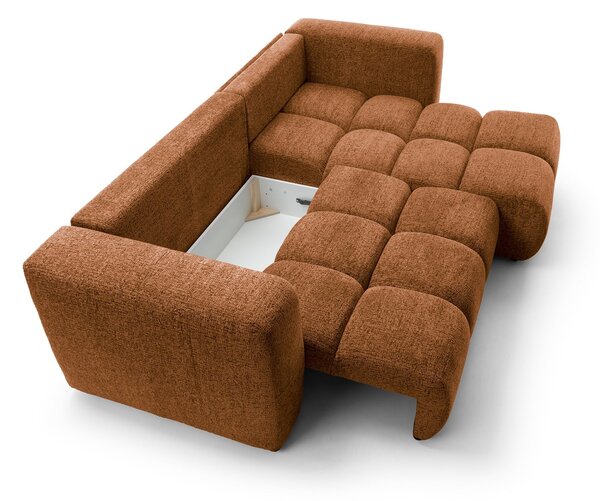 Masseno Narożnik ARTE z funkcją spania i pojemnikiem na pościel Narozniki L, Rozkładana sofa - Miodowy, BELLO 40