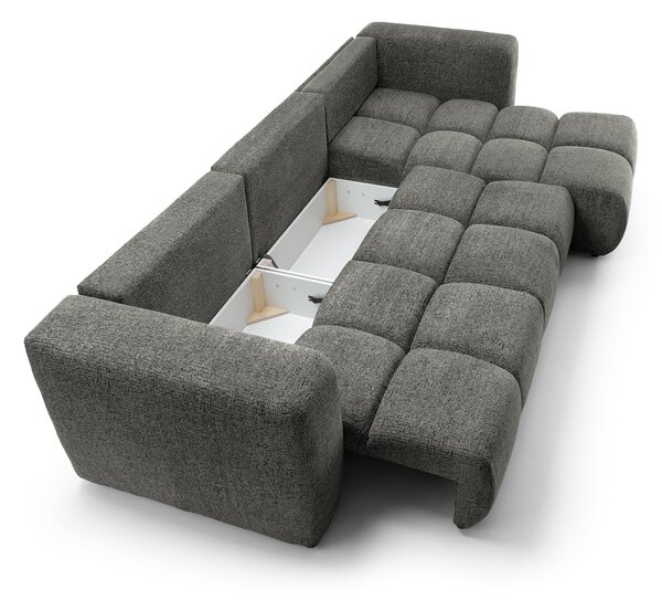 Masseno Narożnik ARTE z funkcją spania i pojemnikiem na pościel Narozniki L, Rozkładana sofa - Szary, BELLO 20